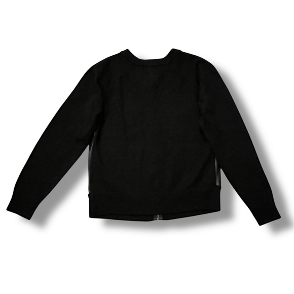 NEW Evereve Harlow Bomber Cardigan Medium Full Zip Faux Leather Panel Black - Picture 8 of 11